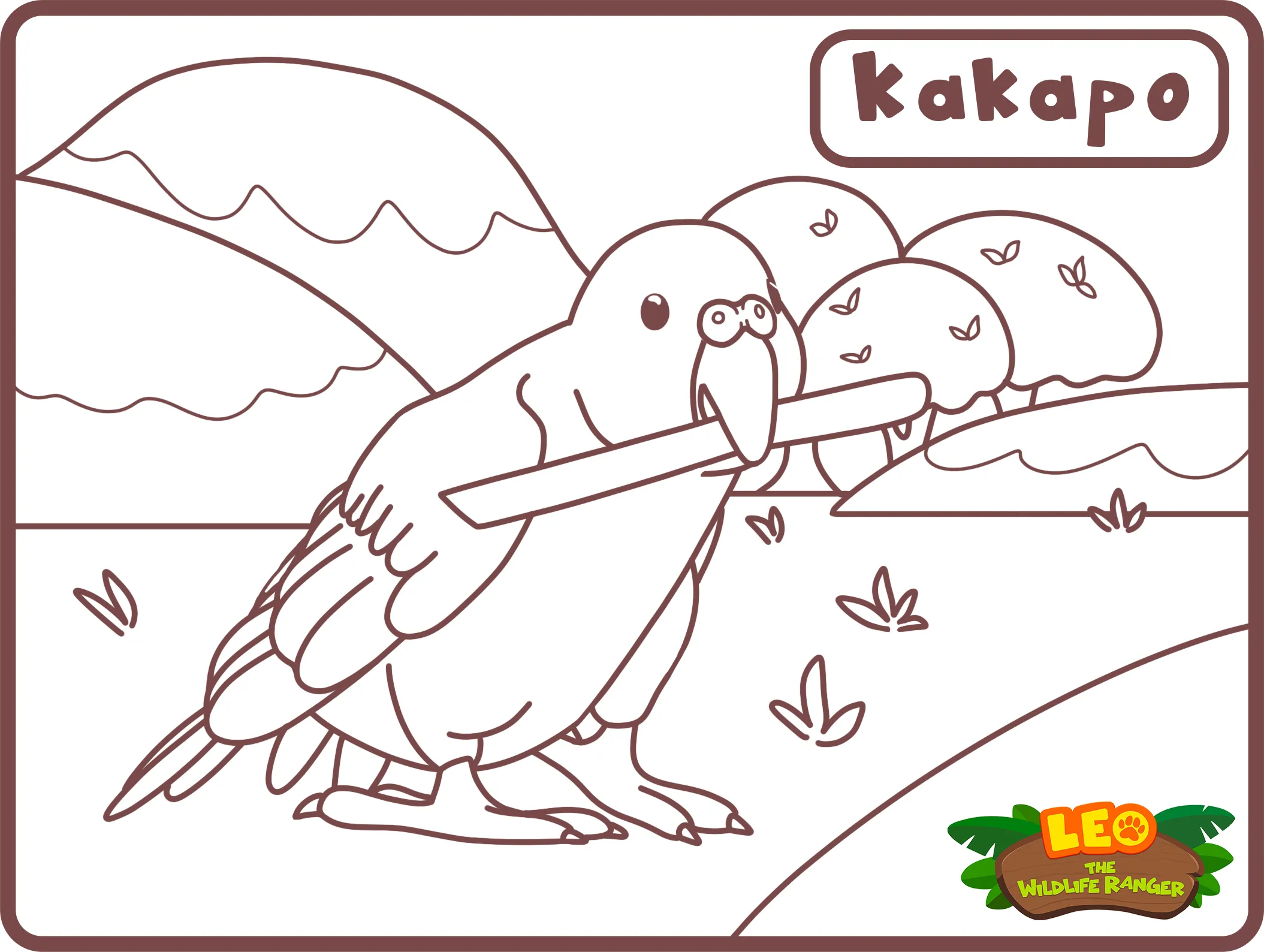 kakapo coloring sheet